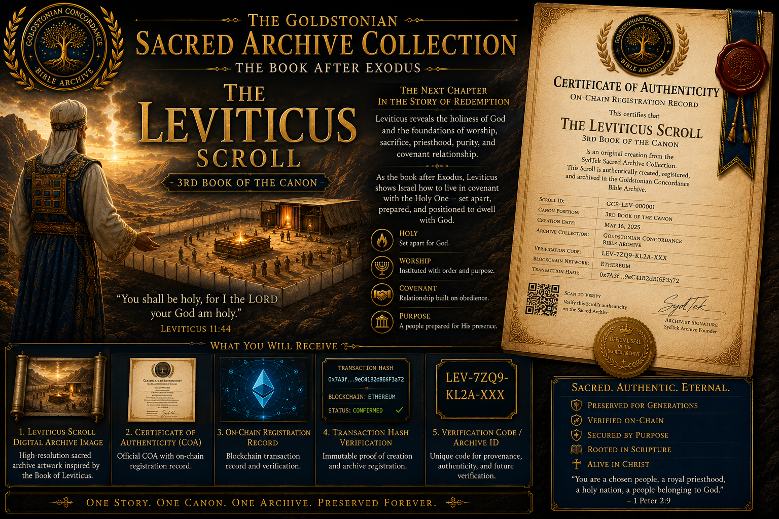 The Leviticus Scroll™ | The Goldstonian Sacred Archive Artifact + On-Chain Certificate