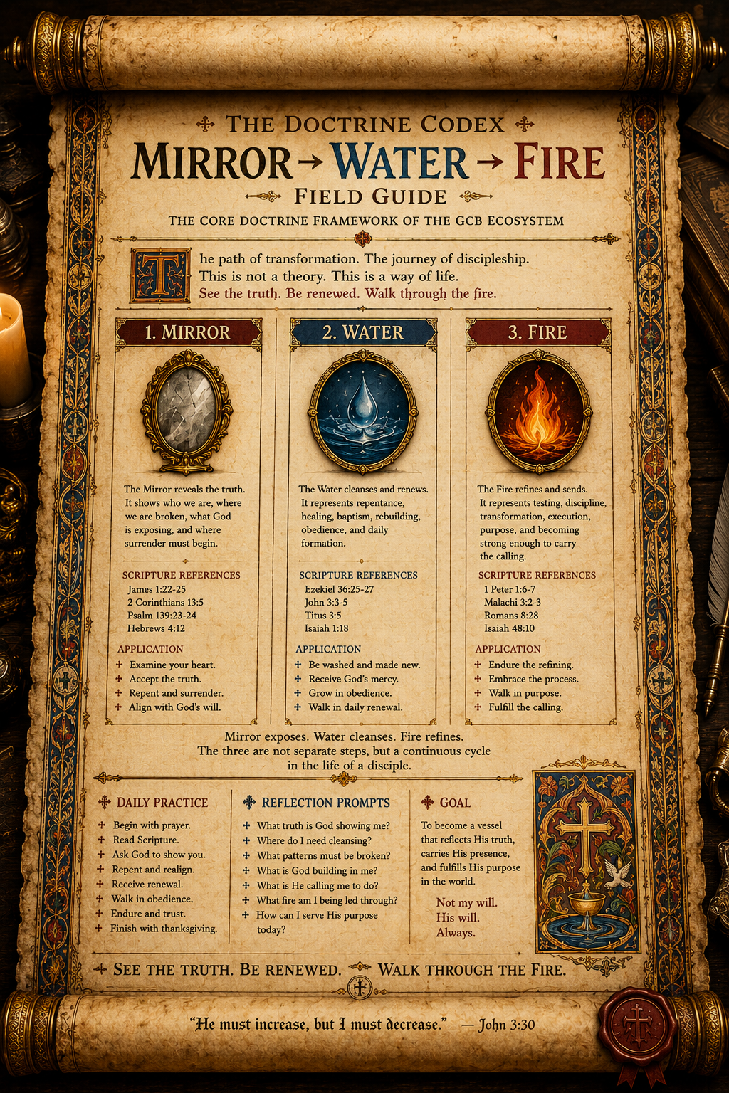 The Doctrine Codex: Mirror → Water → Fire Field Guide - FREE CODEX + Email signup