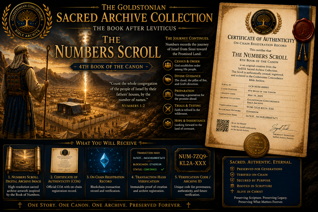 The Numbers Scroll - Order. Journey. Trust. Providence. | Sacred Archive Codex + On-Chain Certificate of Authenticity