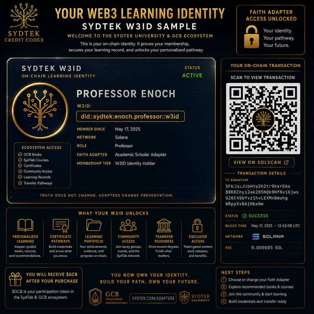 Layer 0 | SydTek Web3 Learning Identity | Faith Adapter Access Pass